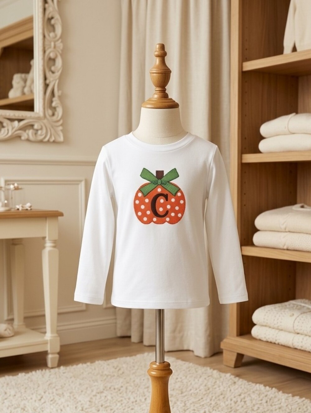 Pumpkin Letter C Long Sleeve T-Shirt Size 3-4